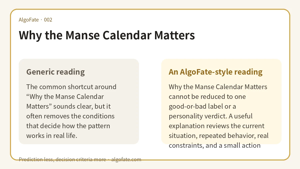 Why the Manse Calendar Matters