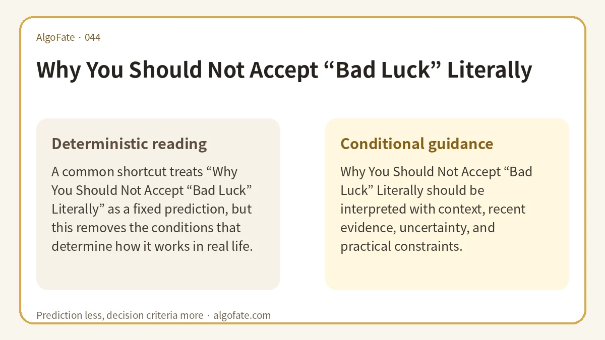 Why You Should Not Accept “Bad Luck” Literally