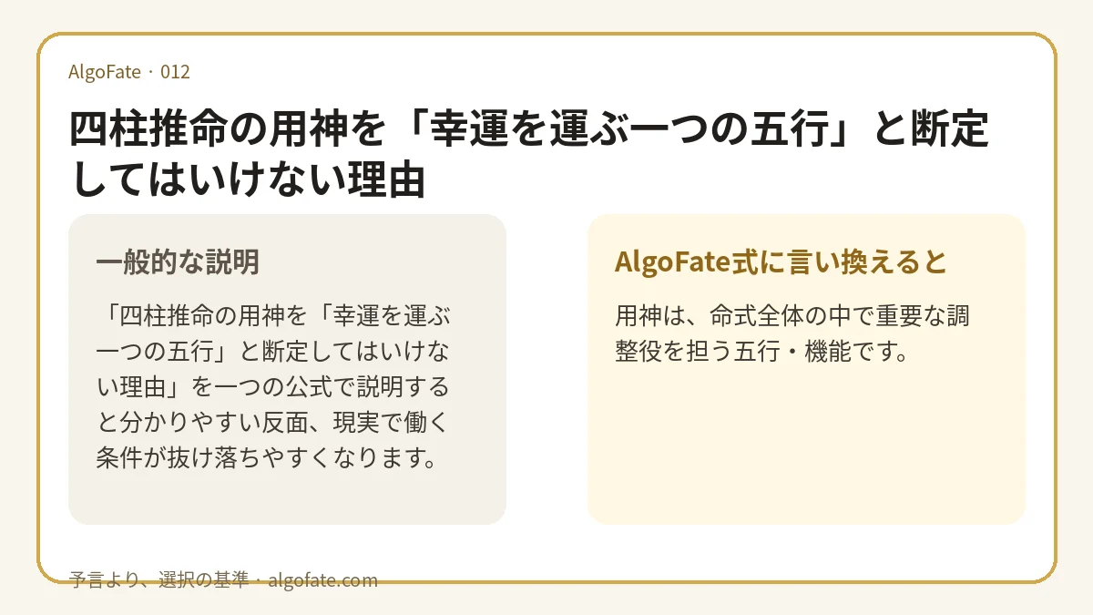 四柱推命の用神を「幸運を運ぶ一つの五行」と断定してはいけない理由 - 이미지 1