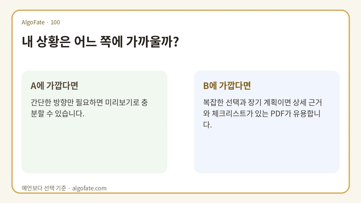 무료 미리보기와 상세 PDF의 차이 분기형 조언